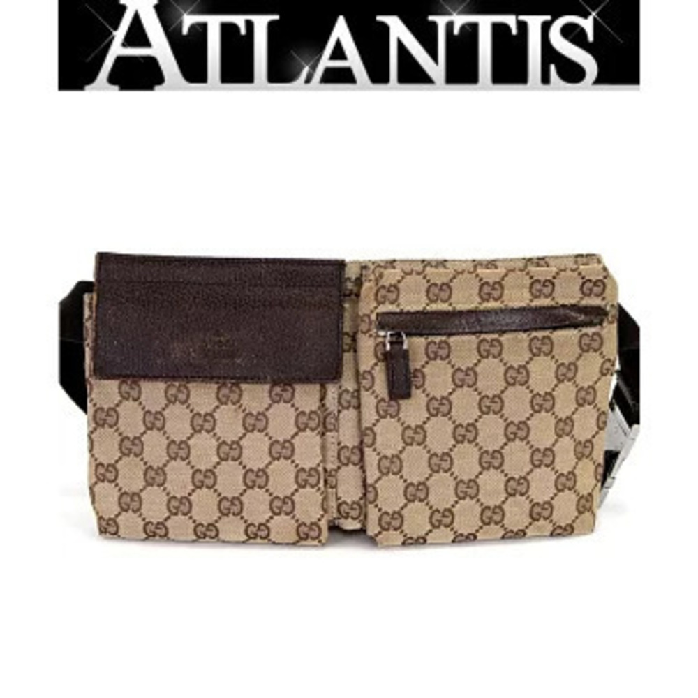 Gucci GG Canvas Waist Clutch Brown Leather